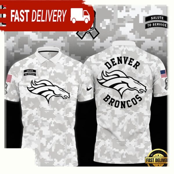 NFL Denver Broncos Camo 2025 Salute to Service Polo Shirt - available at - rugbyfanstore.com