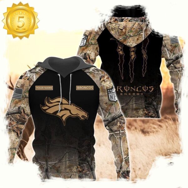 NFL Denver Broncos Custom Name Hoodie Camo Hunting - available at - rugbyfanstore.com