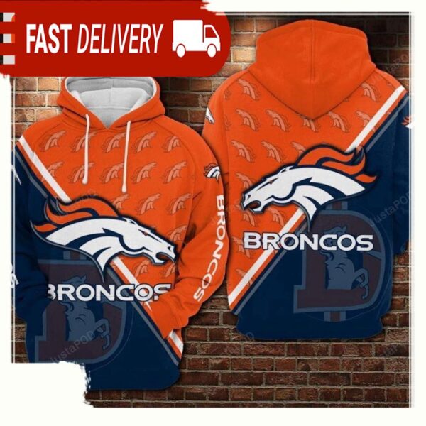 NFL Denver Broncos Football Big Logo 3D Hoodie Shirt - available at - rugbyfanstore.com