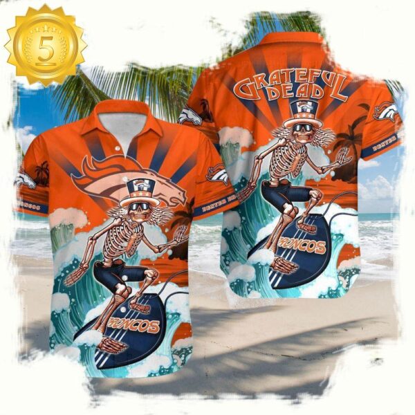 NFL Denver Broncos Grateful Dead Unisex Hawaiian Shirt - available at - rugbyfanstore.com