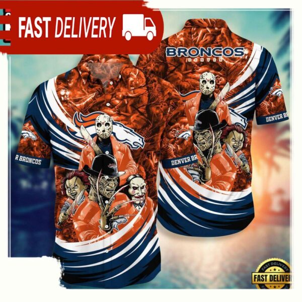 NFL Denver Broncos Halloween Horror Movies Hawaiian Shirt For Men Women - available at - rugbyfanstore.com