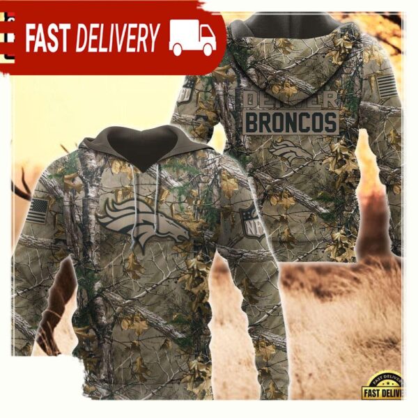 NFL Denver Broncos Hunting Camo 3D Hoodies - available at - rugbyfanstore.com