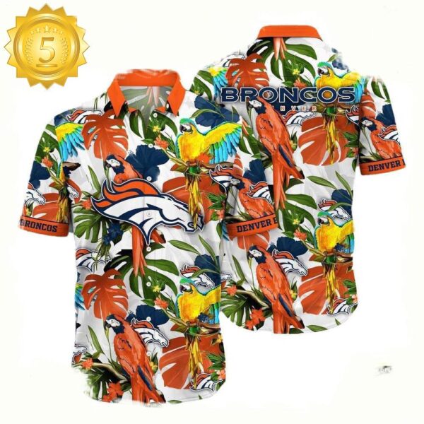 NFL Denver Broncos Parrots Tropical Flower Hawaiian Shirt For Men Women - available at - rugbyfanstore.com