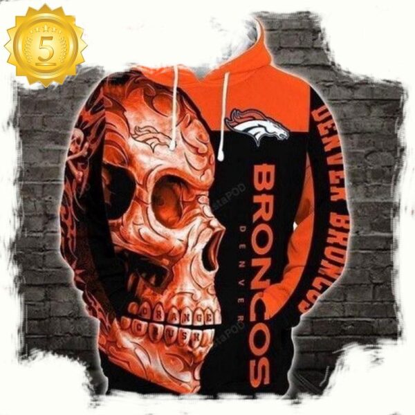 NFL Denver Broncos Skull 3D Hoodie Hoodie Shirt - available at - rugbyfanstore.com