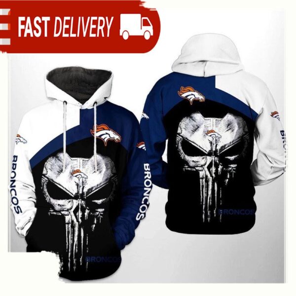 NFL Denver Broncos Skull Punisher Team 3D Printed Hoodie Shirt - available at - rugbyfanstore.com