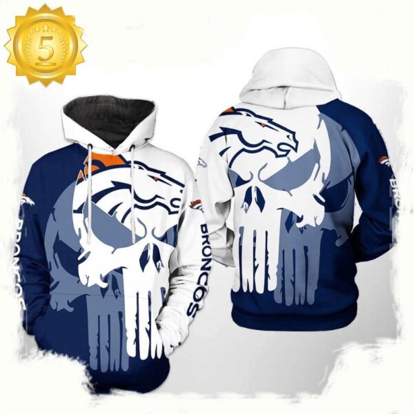 NFL Denver Broncos Team Skull 3D Printed Hoodie Shirt - available at - rugbyfanstore.com