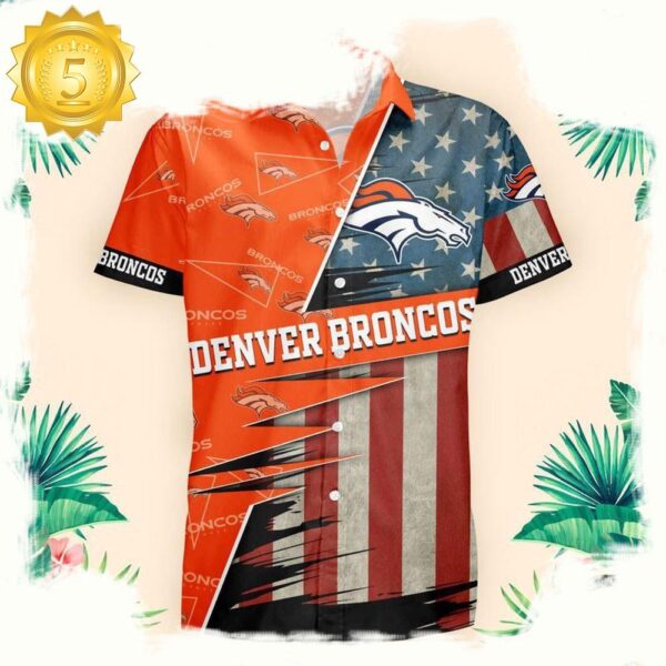 NFL Denver Broncos US Flag Pattern Hawaiian Shirt - available at - rugbyfanstore.com