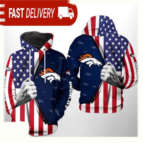 NFL Denver Broncos US Flag Team 3D Printed Hoodie Shirt - available at - rugbyfanstore.com