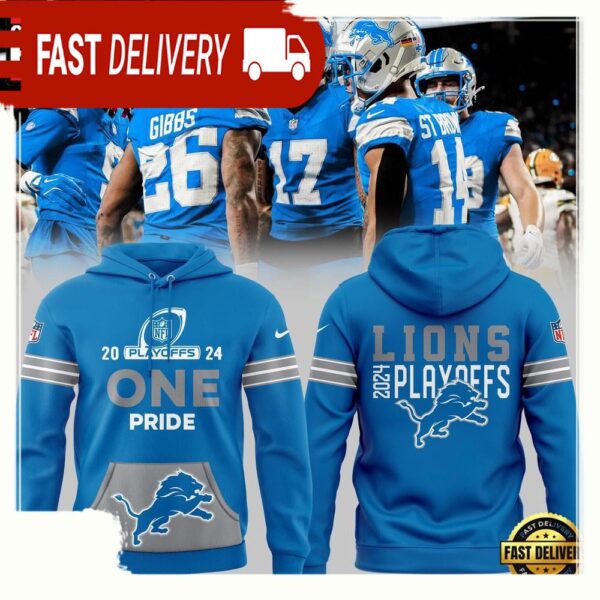 NFL Detroit Lions 2024 Playoffs One Pride Hooodie - available at - rugbyfanstore.com