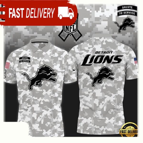 NFL Detroit Lions Camo 2025 Salute to Service Polo Shirt - available at - rugbyfanstore.com