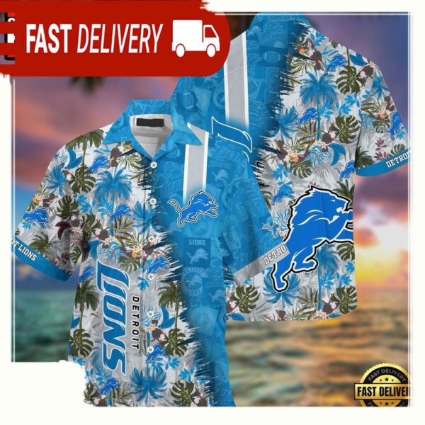 NFL Detroit Lions Football Aloha Hawaiian Shirt - available at - rugbyfanstore.com