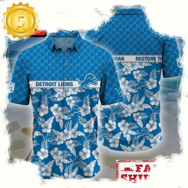 NFL Detroit Lions Palm Leaves New Design Hawaiian Shirt - available at - rugbyfanstore.com