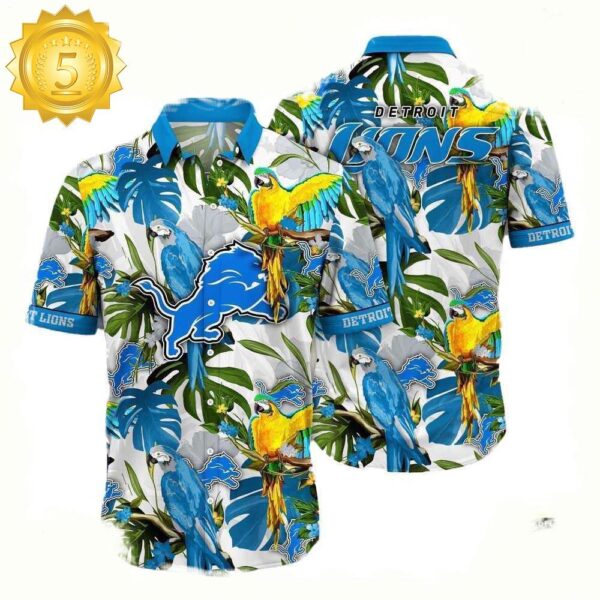 NFL Detroit Lions Parrots Tropical Flower Hawaiian Shirt For Men Women - available at - rugbyfanstore.com