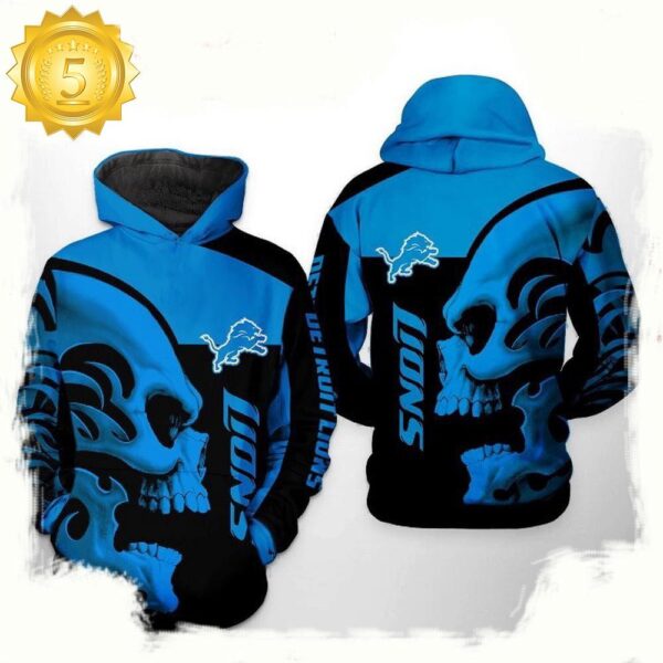 NFL Detroit Lions Skull 3D Printed Hoodie Shirt - available at - rugbyfanstore.com