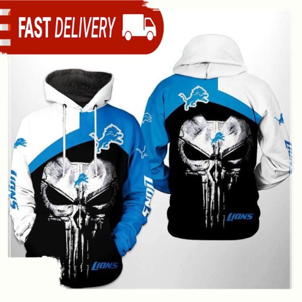 NFL Detroit Lions Skull Punisher Team 3D Printed Hoodie Shirt - available at - rugbyfanstore.com