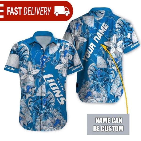 NFL Detroit Lions Tropical Fruit Personalized Hawaiian Shirt - available at - rugbyfanstore.com