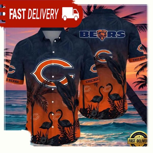 NFL Flamingo And Flower Funny Chicago Bears Hawaii Shirt - available at - rugbyfanstore.com