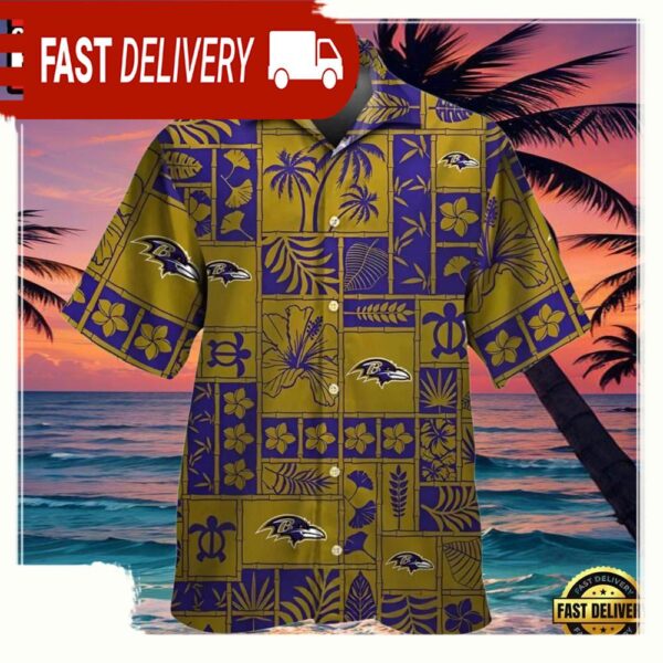 NFL Floral Baltimore Ravens Hawaiian Shirts Vintage - available at - rugbyfanstore.com