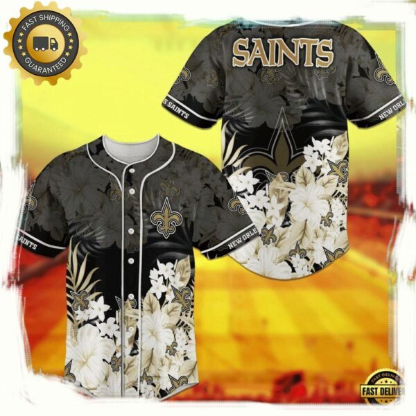 NFL Floral Print New Orleans Saints New Design Baseball Jersey - available at - rugbyfanstore.com