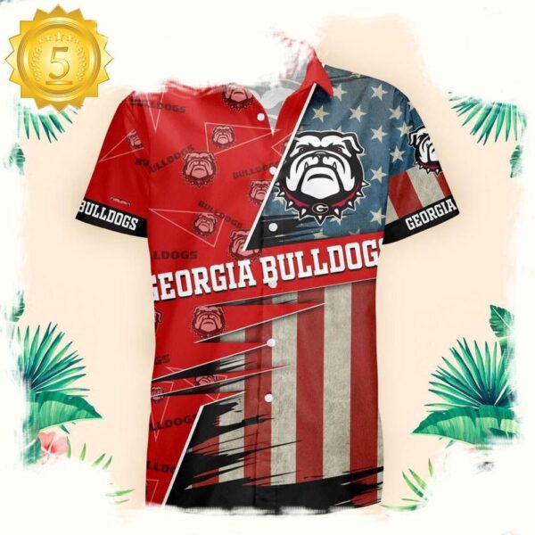 NFL Georgia Bulldogs US Flag Pattern Hawaiian Shirt - available at - rugbyfanstore.com