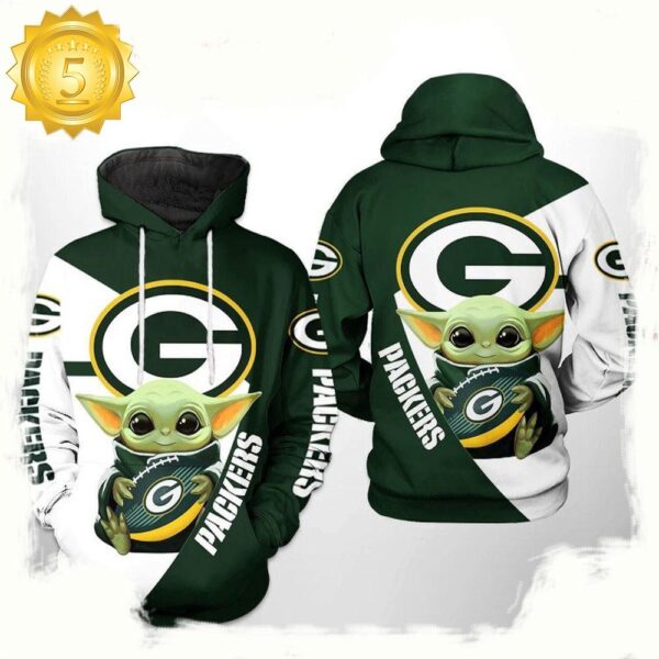 NFL Green Bay Packers Baby Yoda Team 3D Printed Hoodie Shirt - available at - rugbyfanstore.com