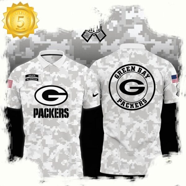 NFL Green Bay Packers Camo 2025 Salute to Service Polo Shirt - available at - rugbyfanstore.com