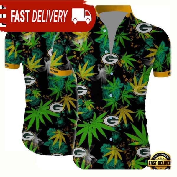 NFL Green bay packers cannabis Summer Short Sleeve Hawaiian Beach Shirt For Men Women - available at - rugbyfanstore.com