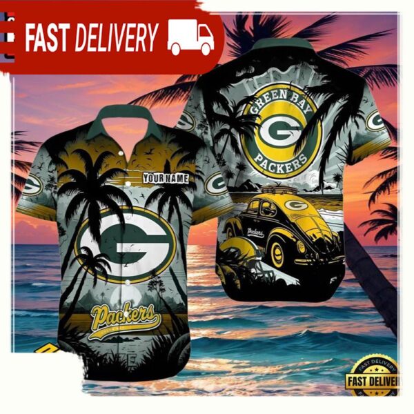 NFL Green Bay Packers Hawaiian Shirt Customizable Palm Tree - available at - rugbyfanstore.com