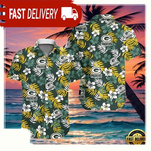 NFL Green Bay Packers Hawaiian Shirt Floral Aloha - available at - rugbyfanstore.com