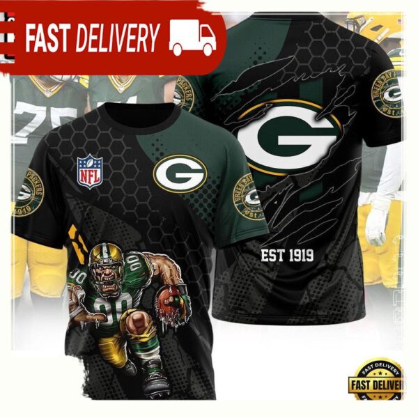 NFL Green Bay Packers Mascot All Over Print T Shirt - available at - rugbyfanstore.com