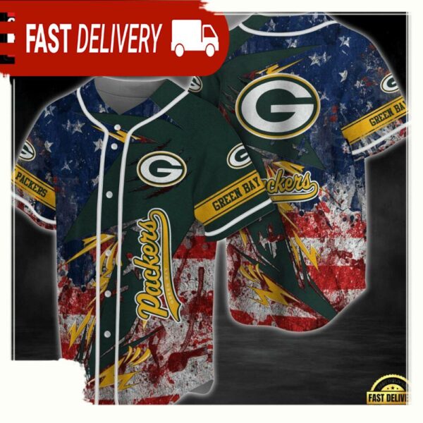 NFL Green Bay Packers New Design Baseball Jersey Shirt available at rugbyfanstore.com