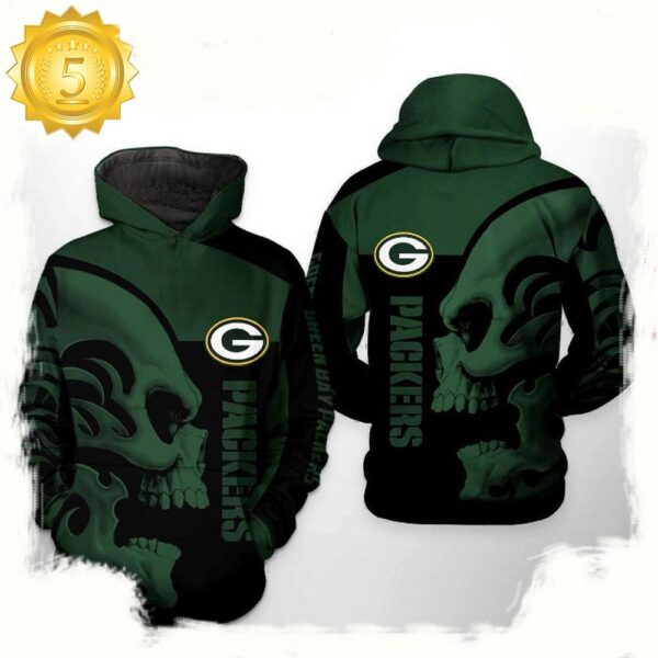 NFL Green Bay Packers Skull 3D Printed Hoodie Shirt - available at - rugbyfanstore.com