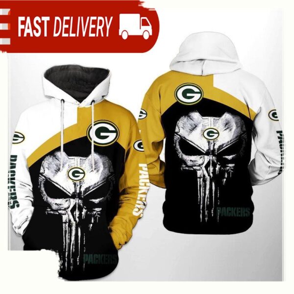 NFL Green Bay Packers Skull Punisher Team 3D Printed Hoodie Shirt - available at - rugbyfanstore.com