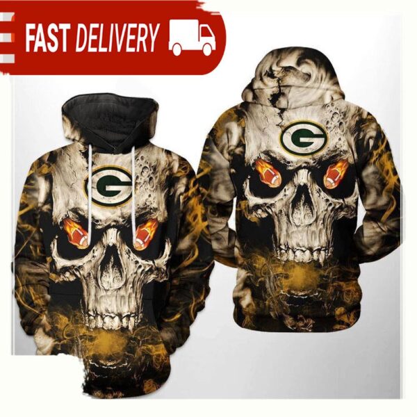 NFL Green Bay Packers Skull Team 3D Printed Hoodie Shirt - available at - rugbyfanstore.com