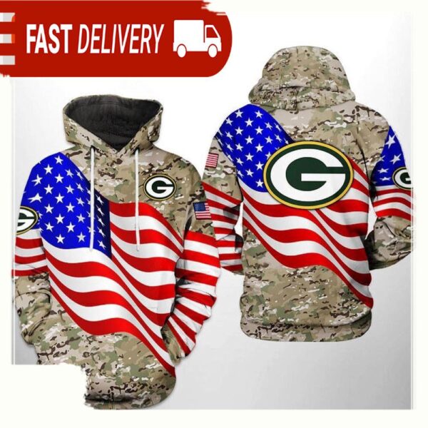 NFL Green Bay Packers US Flag Camo Veteran Team 3D Printed Hoodie Shirt - available at - rugbyfanstore.com