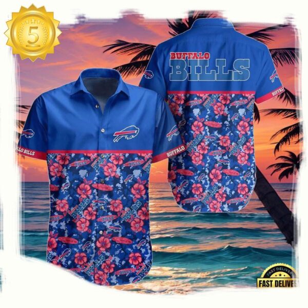 NFL Hawaiian Buffalo Bills Shirt Symbol Pink Hibiscus Flowers - available at - rugbyfanstore.com