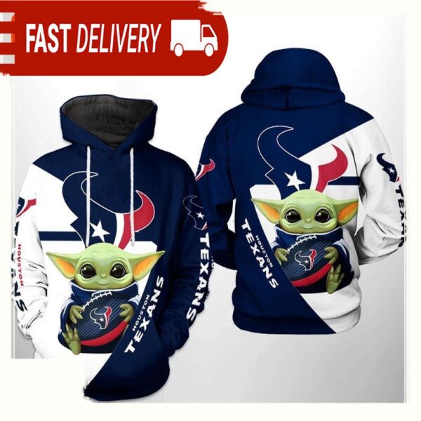 NFL Houston Texans Baby Yoda Team 3D Printed Hoodie Shirt - available at - rugbyfanstore.com