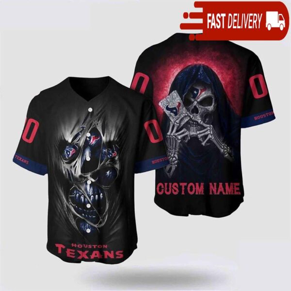 NFL Houston Texans Baseball Jersey Alchemy Grim Reaper Design Your Own Shirt - available at - rugbyfanstore.com