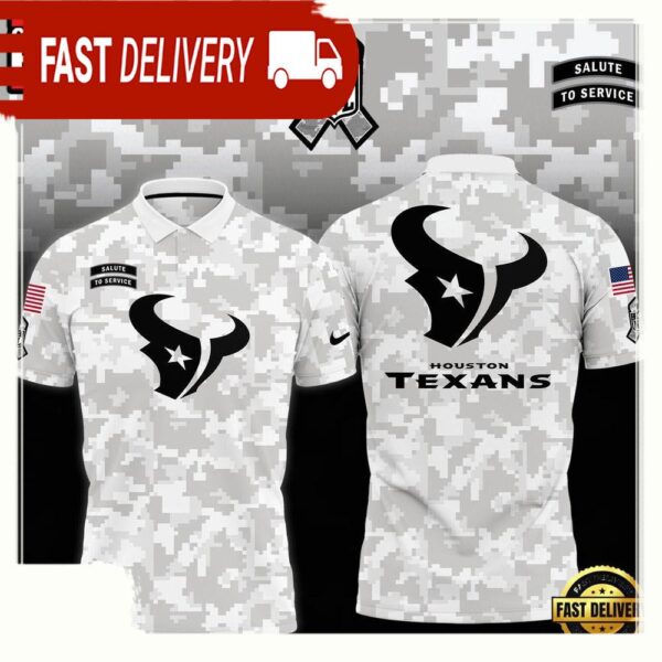 NFL Houston Texans Camo 2025 Salute to Service Polo Shirt - available at - rugbyfanstore.com