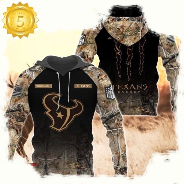 NFL Houston Texans Custom Name Hoodie Camo Hunting - available at - rugbyfanstore.com