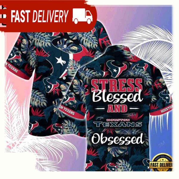 NFL Houston Texans Summer Beach Hawaiian Shirt Stress Blessed Obsessed For Men Women - available at - rugbyfanstore.com