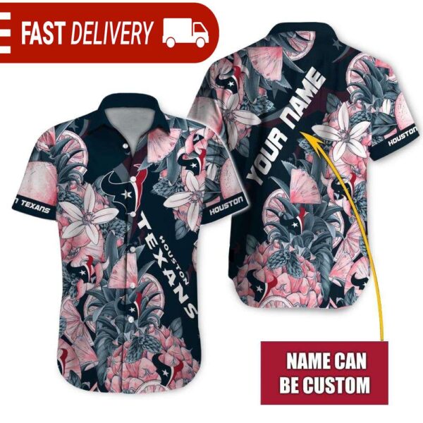 NFL Houston Texans Tropical Fruit Personalized Hawaiian Shirt - available at - rugbyfanstore.com