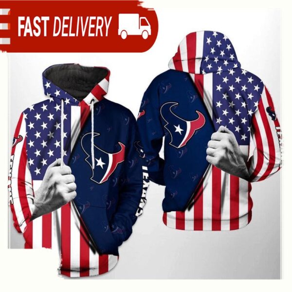 NFL Houston Texans US Flag Team 3D Printed Hoodie Shirt - available at - rugbyfanstore.com