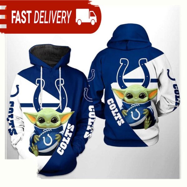 NFL Indianapolis Colts Baby Yoda Team 3D Printed Hoodie Shirt - available at - rugbyfanstore.com