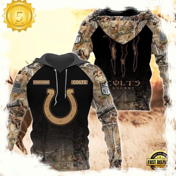 NFL Indianapolis Colts Custom Name Hoodie Camo Hunting - available at - rugbyfanstore.com