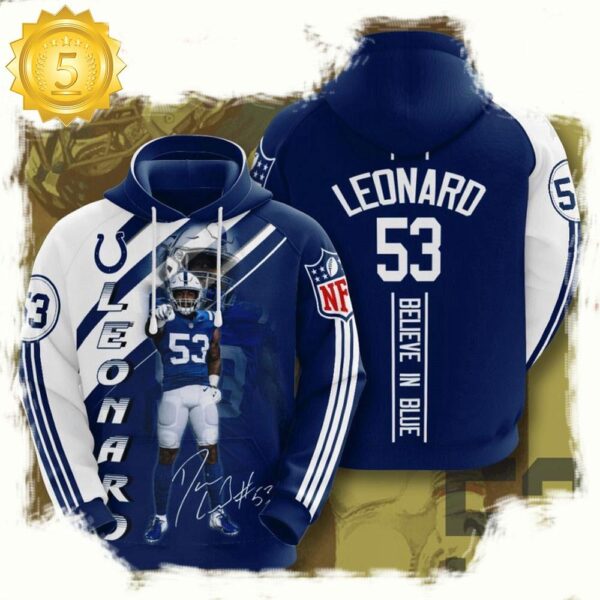 NFL Indianapolis Colts Darius Leonard 3D Printed Hoodie Shirt - available at - rugbyfanstore.com