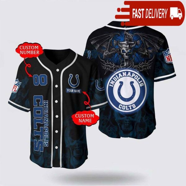 NFL Indianapolis Colts Personalized Baseball Jersey with Name and Number - available at - rugbyfanstore.com