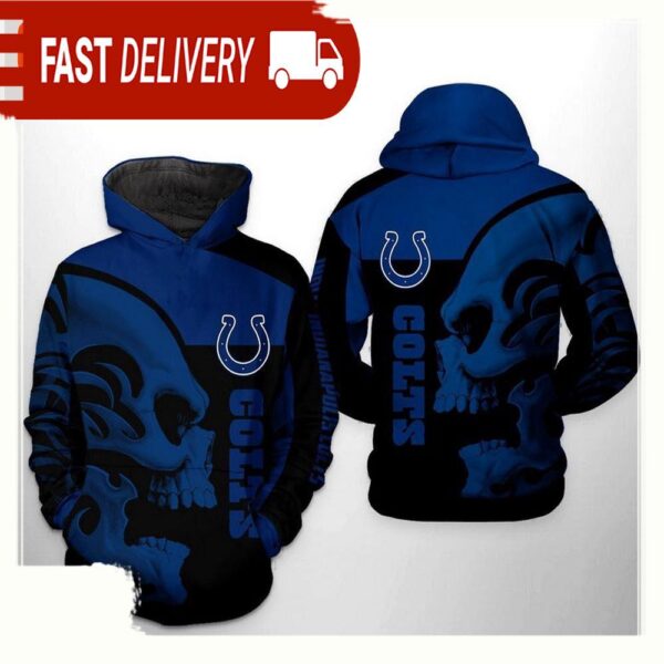 NFL Indianapolis Colts Skull 3D Printed Hoodie Shirt - available at - rugbyfanstore.com