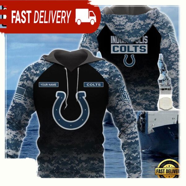 NFL Indianapolis Colts U.S. Navy NWU Camouflage Cutsom Name Hoodie - available at - rugbyfanstore.com