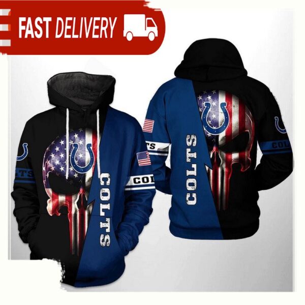 NFL Indianapolis Colts US Flag Skull Team 3D Printed Hoodie Shirt - available at - rugbyfanstore.com